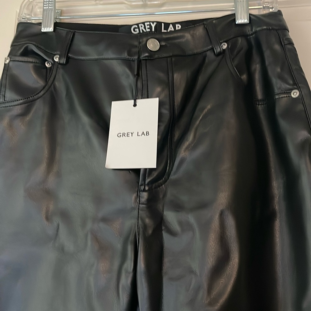 Grey lab faux leather pants